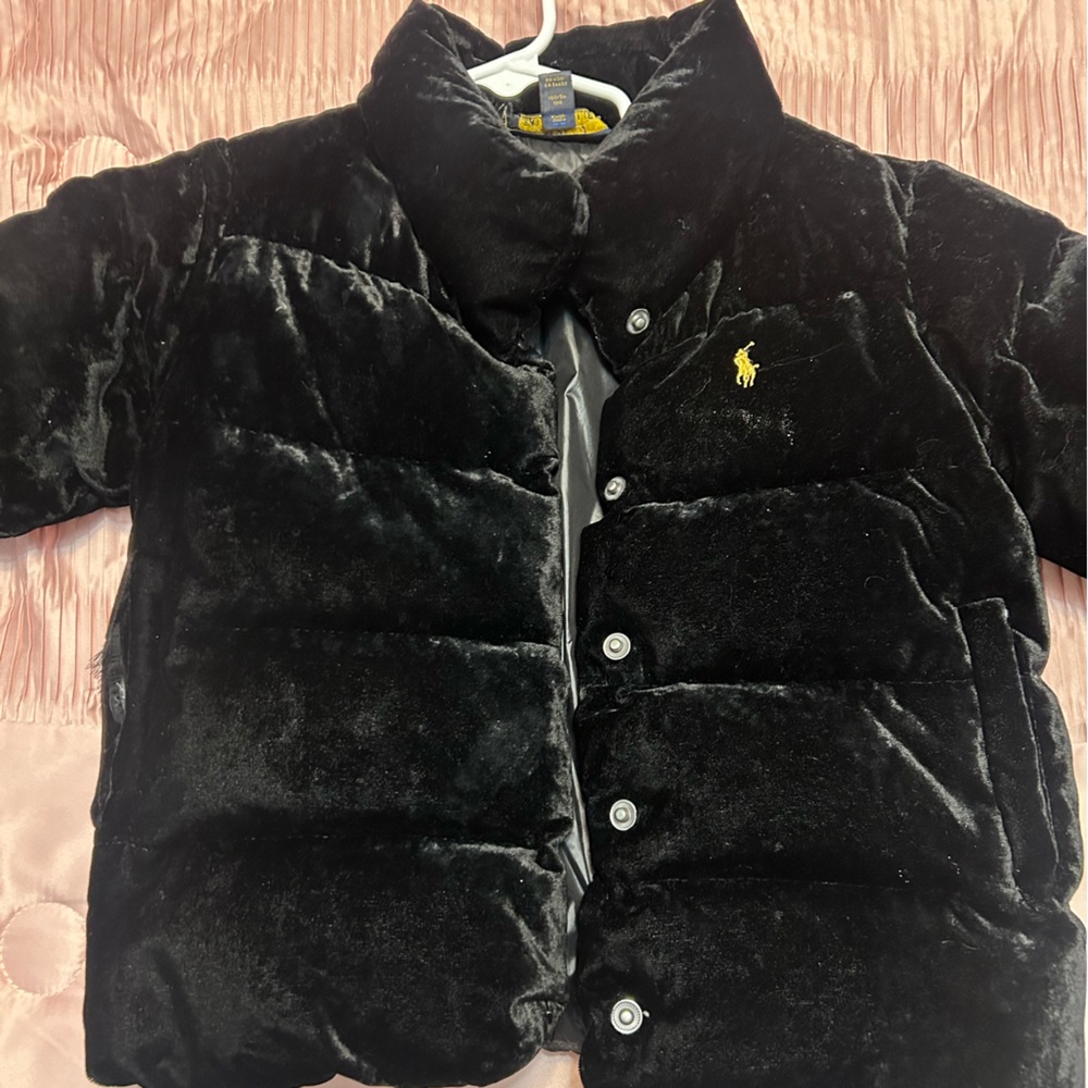 Toddler black velour POLO Ralph Lauren Puffer coat! - Picture 6 of 6